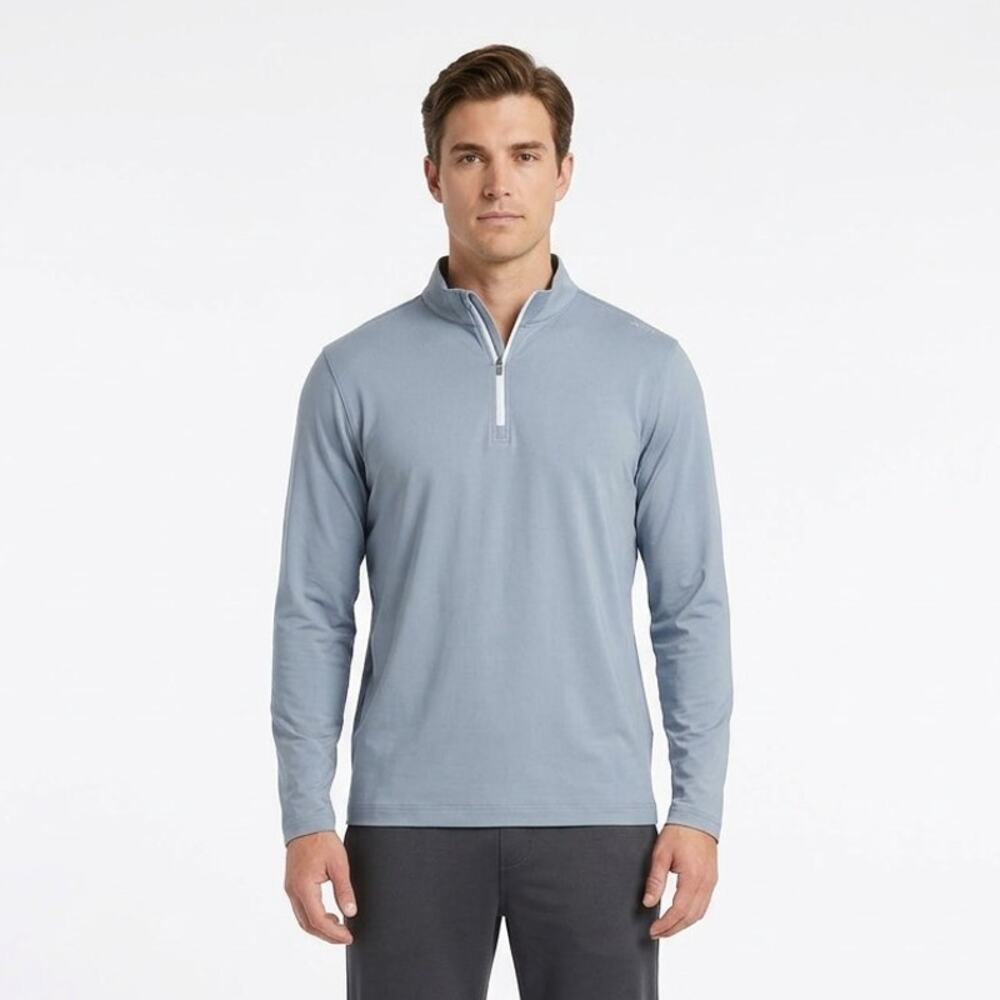 Rowan Oak Performance Golf Shirt Mens 2XL Gray Quarter Zip Mock Neck Activewear